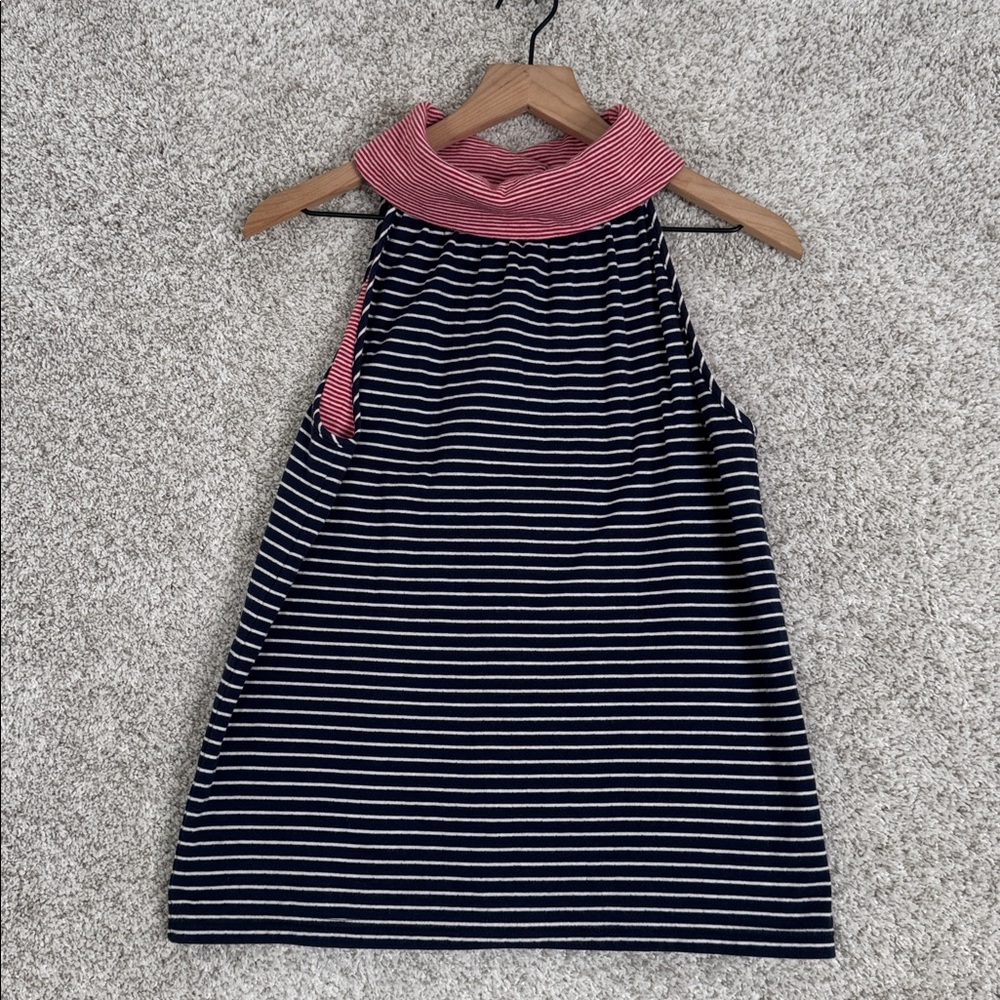 Sail to Sable nautical Cowl Neck Gold Button Sleeveless Tank Holiday - XS